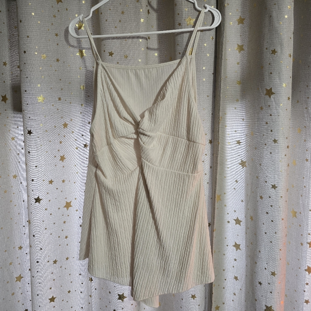 Cream Tank Top with Knot Detail 2XL